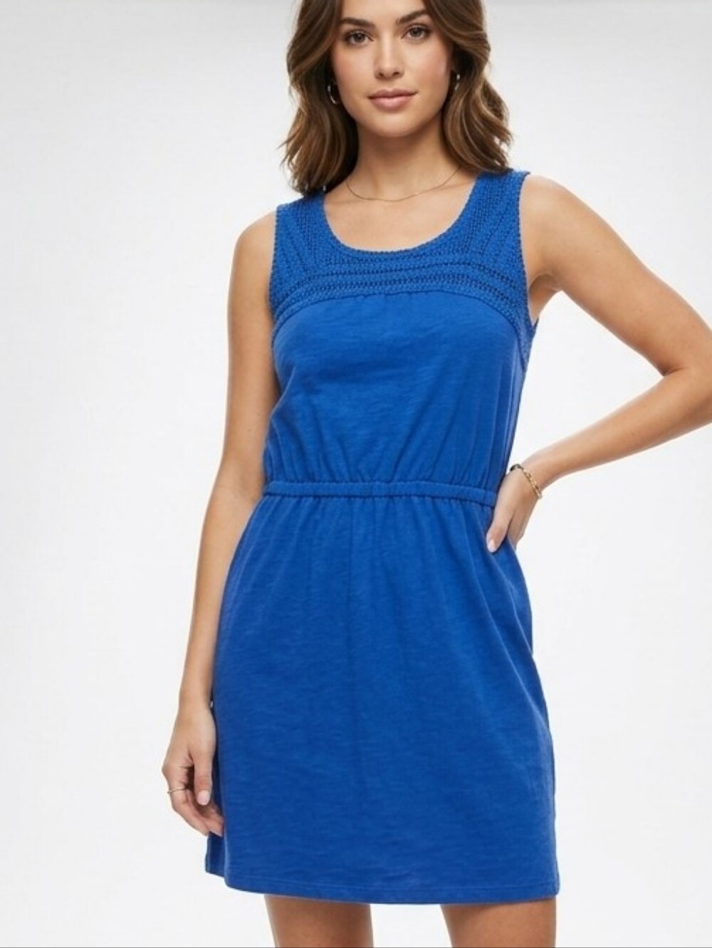 Blue Sleeveless Casual Knit Dress